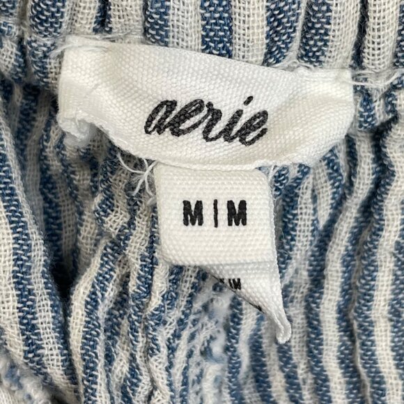 Aerie Daybreak Trouser Wide Leg Pants Blue Striped - Picture 4 of 9